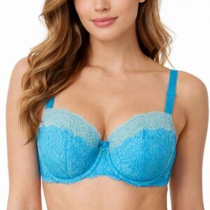 Victoria's Secret Turquoise Aqua Lace Dream Angels Padded Underwire Bra 36DD